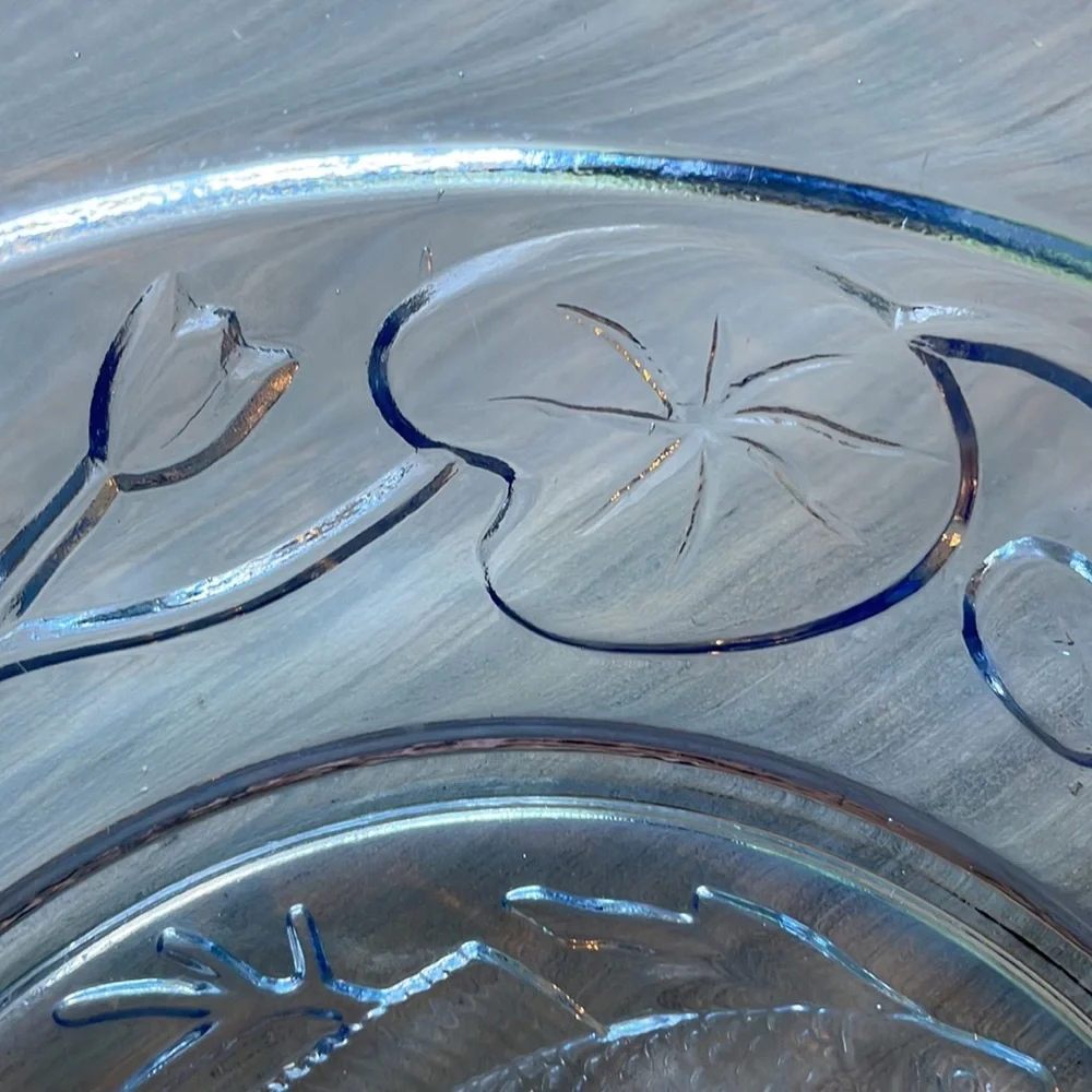 Antique Art Deco Bagley Blue Depression Glass Fish Plate